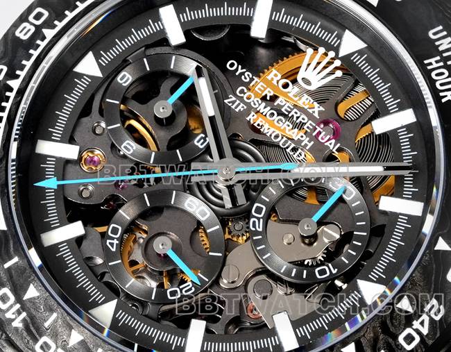 1:1复刻手表迪通拿TW厂劳力士黑盘黑壳黑色尼龙表带正面实拍图