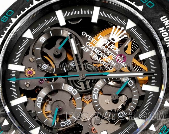 超级克隆手表TW厂劳力士迪通拿黑盘黑壳蓝色尼龙表带正面实拍图