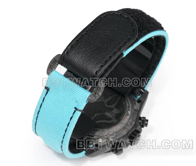 超级克隆手表TW厂劳力士迪通拿黑盘黑壳蓝色尼龙表带实拍图