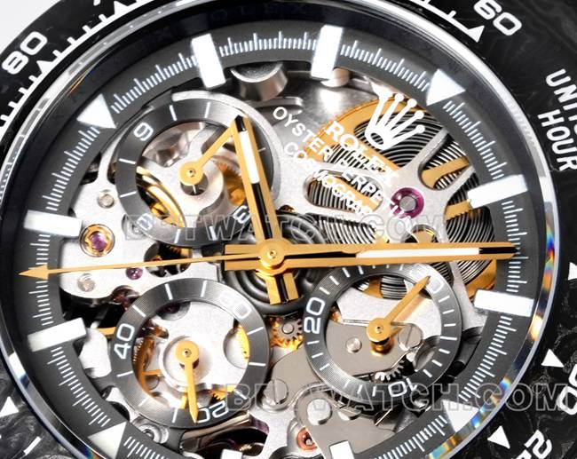 最佳复刻手表TW厂劳力士迪通拿黑盘黑壳黑色尼龙表带正面实拍图