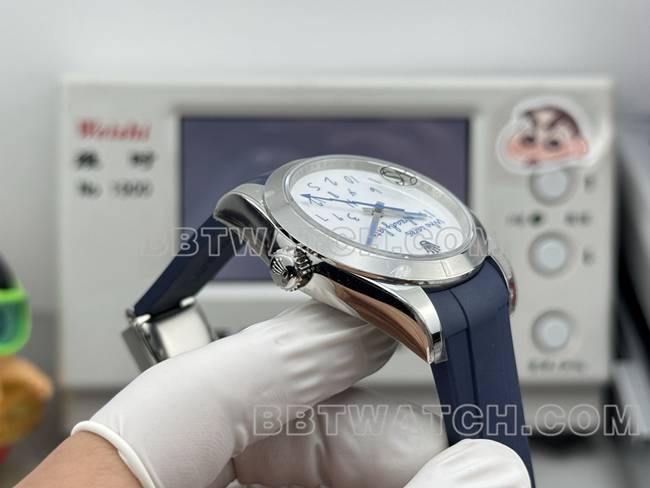 1:1复刻手表格磁型VS厂劳力士白盘橡胶款侧面实拍图