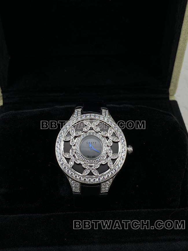 超级克隆手表格拉芙VCA厂蓝宝石钻石33mm石英机芯正面实拍图