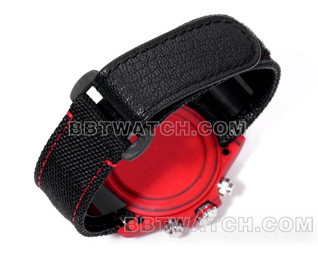 顶级复刻手表TW厂劳力士迪通拿黑盘红壳黑色尼龙表带表带实拍图