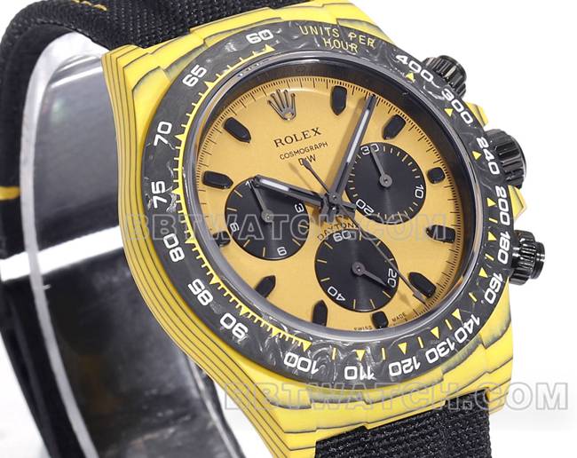 Best replica watches TW factory Rolex Daytona yellow disk yellow case black nylon strap front real picture