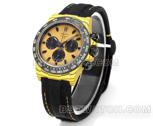 Best replica watches TW factory Rolex Daytona yellow disk yellow case black nylon strap front real picture