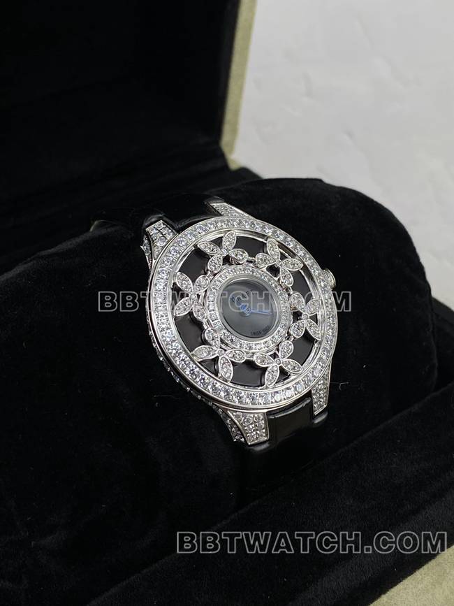 超级克隆手表格拉芙VCA厂蓝宝石钻石33mm石英机芯正面实拍图