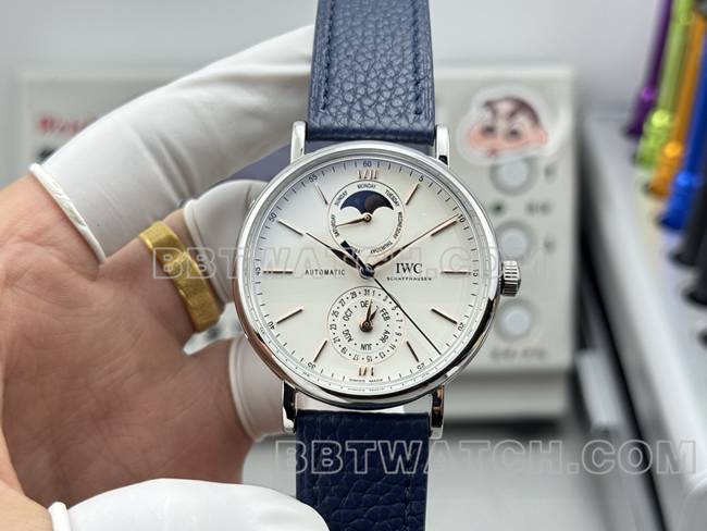 1:1 replica watches Portofino GR factory Universal white disk blue belt models front real picture