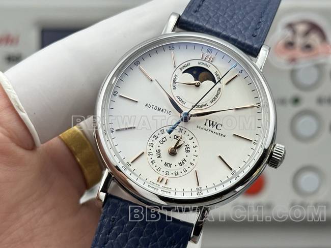 1:1 replica watches Portofino GR factory Universal white disk blue belt models front real picture