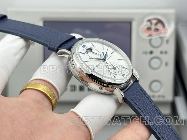 超级克隆手表柏涛菲诺GR厂万国白盘蓝针蓝色皮带款侧面实拍图