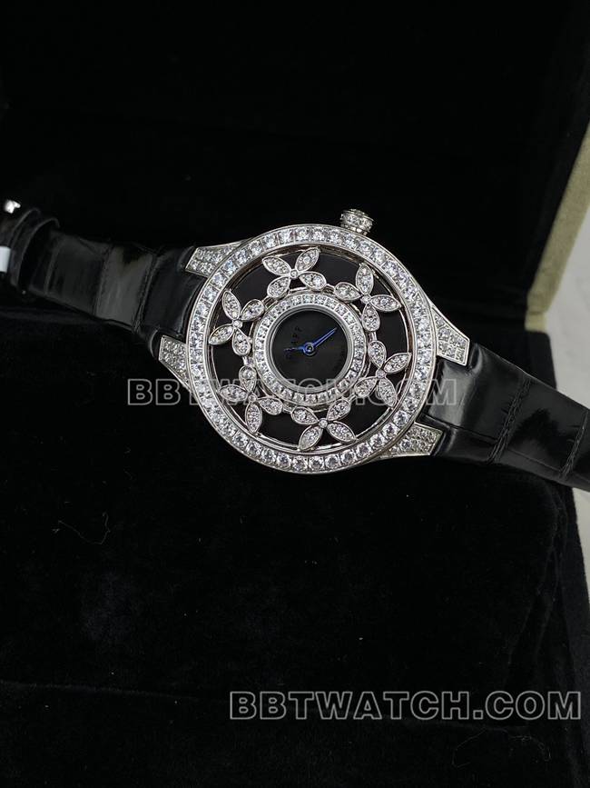 超级克隆手表格拉芙VCA厂蓝宝石钻石33mm石英机芯正面实拍图