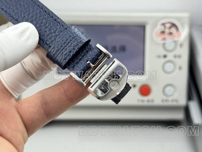 顶级复刻手表柏涛菲诺GR厂万国蓝盘蓝色皮带款表扣实拍图