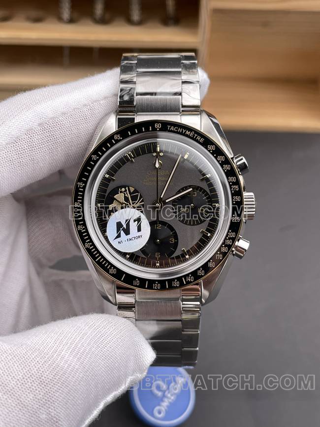 1:1复刻手表超霸N1厂欧米茄月球表阿波罗11号正面实拍图