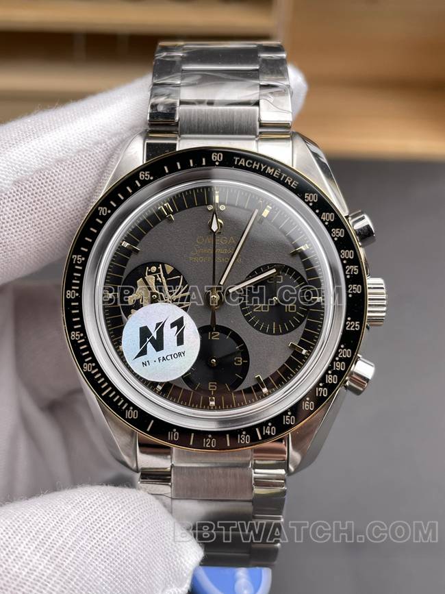 1:1复刻手表超霸N1厂欧米茄月球表阿波罗11号正面实拍图