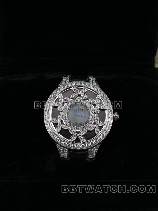 最佳复刻手表格拉芙VCA厂蓝宝石钻石33mm石英机芯正面实拍图