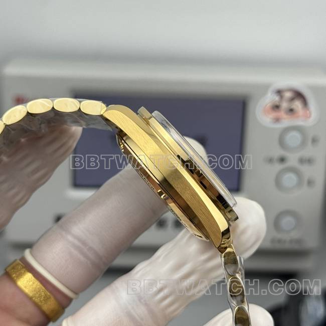 最佳复刻手表超霸N1厂欧米茄金盘黄金钢带款侧面实拍图