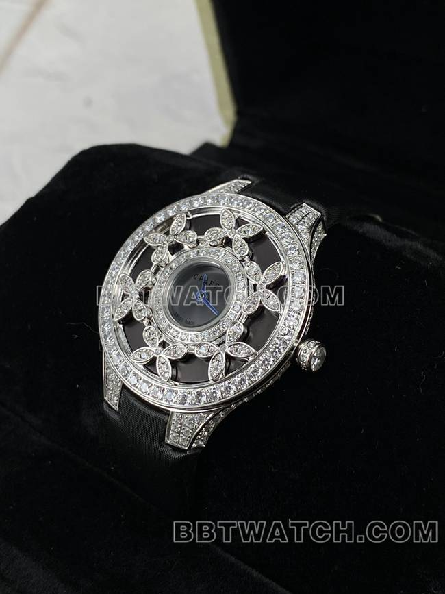 最佳复刻手表格拉芙VCA厂蓝宝石钻石33mm石英机芯正面实拍图