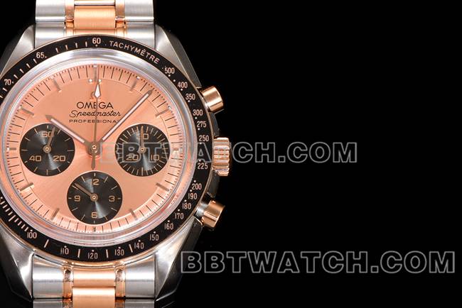 Les meilleures répliques de montres Speedmaster N1 usine Omega disque en or rose intermédiaire or acier modèles avant photo réelle