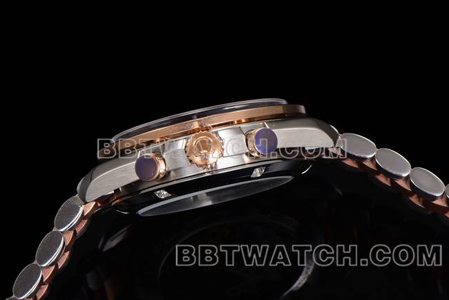 Les meilleures répliques de montres Speedmaster N1 factory Omega rose disc intermediate gold steel band models side actual photo