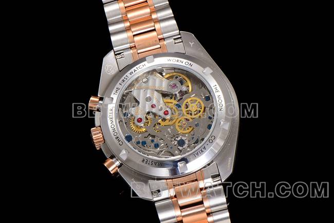 Les meilleures répliques de montres Speedmaster N1 usine Omega disque d'or rose intermédiaire or acier modèles dos image réelle