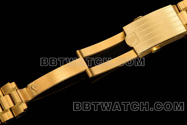 1:1复刻手表N1厂超霸欧米茄绿盘黄金钢带款表扣实拍图