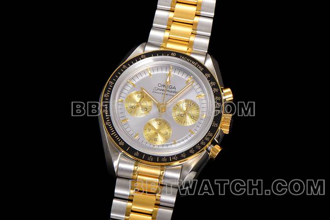 超级克隆手表N1厂超霸欧米茄银盘间金钢带款正面实拍图