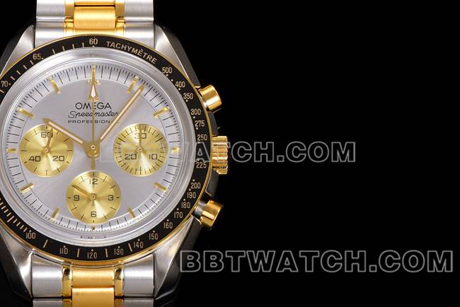 超级克隆手表N1厂超霸欧米茄银盘间金钢带款正面实拍图