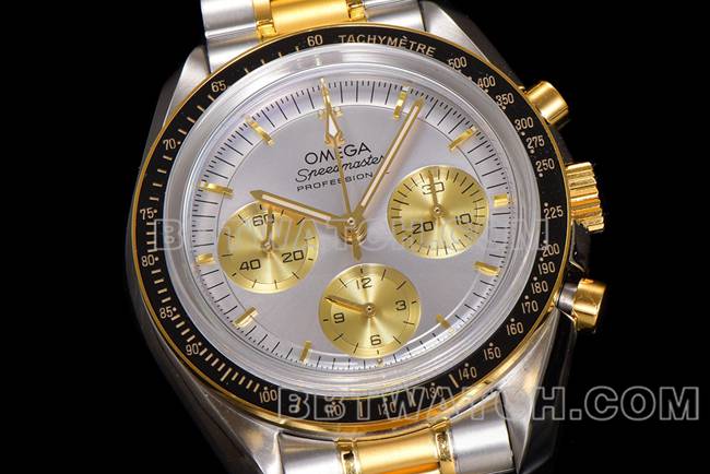 超级克隆手表N1厂超霸欧米茄银盘间金钢带款正面实拍图