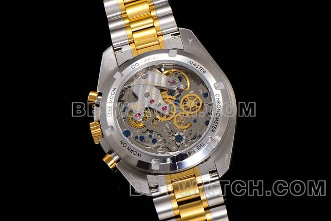 超级克隆手表N1厂超霸欧米茄银盘间金钢带款背面实拍图