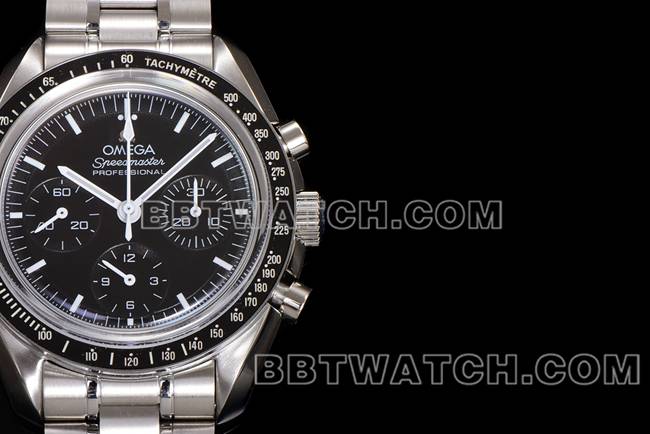 最佳复刻手表N1厂超霸欧米茄黑盘钢带款正面实拍图