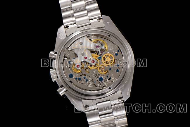 最佳复刻手表N1厂超霸欧米茄黑盘钢带款背面实拍图