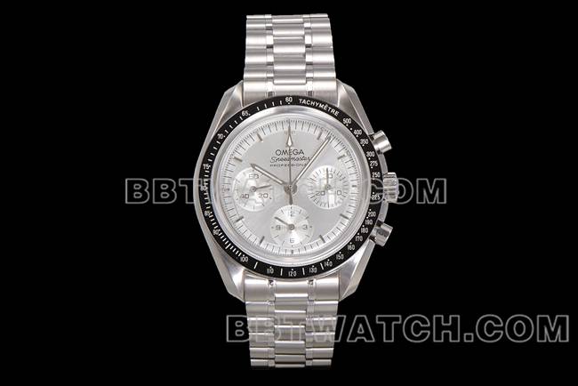 Top Replica Watches N1 Factory Speedmaster Omega Silver Plate Steel Strap Model Front Actual Photo