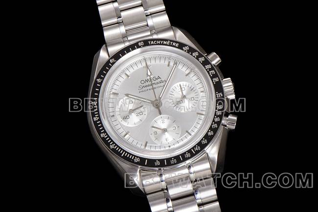 Top Replica Watches N1 Factory Speedmaster Omega Silver Plate Steel Strap Model Front Actual Photo