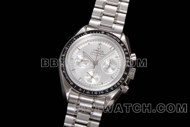 Top Replica Watches N1 Factory Speedmaster Omega Silver Plate Steel Strap Model Front Actual Photo