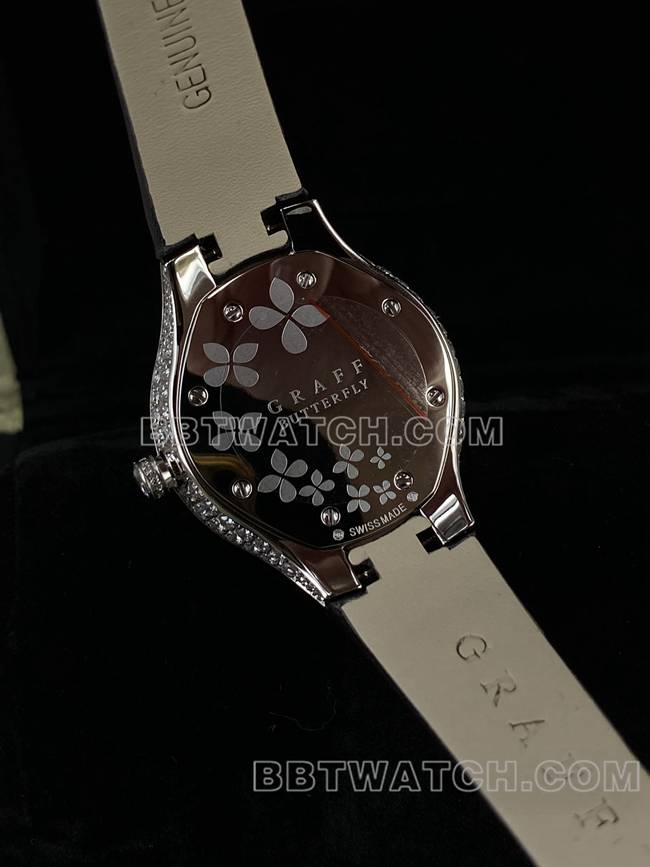 最佳复刻手表格拉芙VCA厂蓝宝石钻石33mm石英机芯背面实拍图