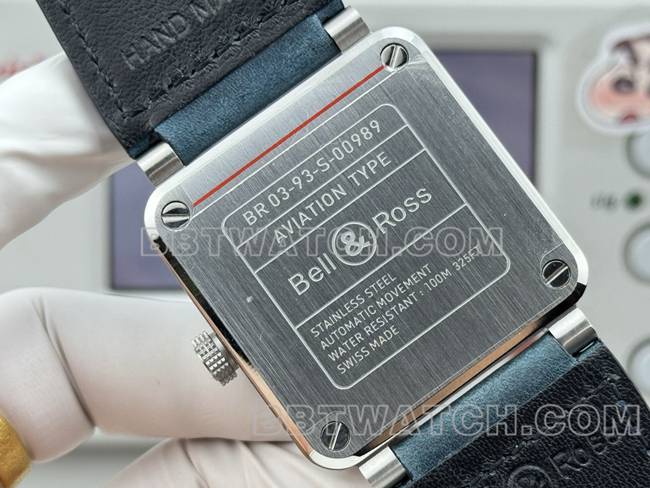 顶级复刻手表柏莱仕蓝盘42mm双时区皮带款背面实拍图