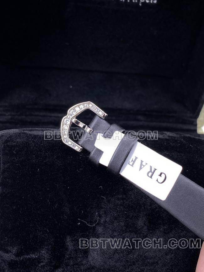 最佳复刻手表格拉芙VCA厂蓝宝石钻石33mm石英机芯表扣实拍图