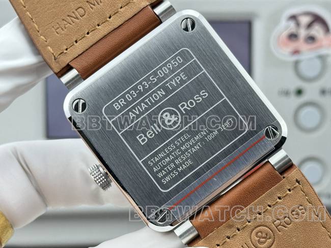 1:1复刻手表柏莱仕白盘42mm双时区皮带款背面实拍图