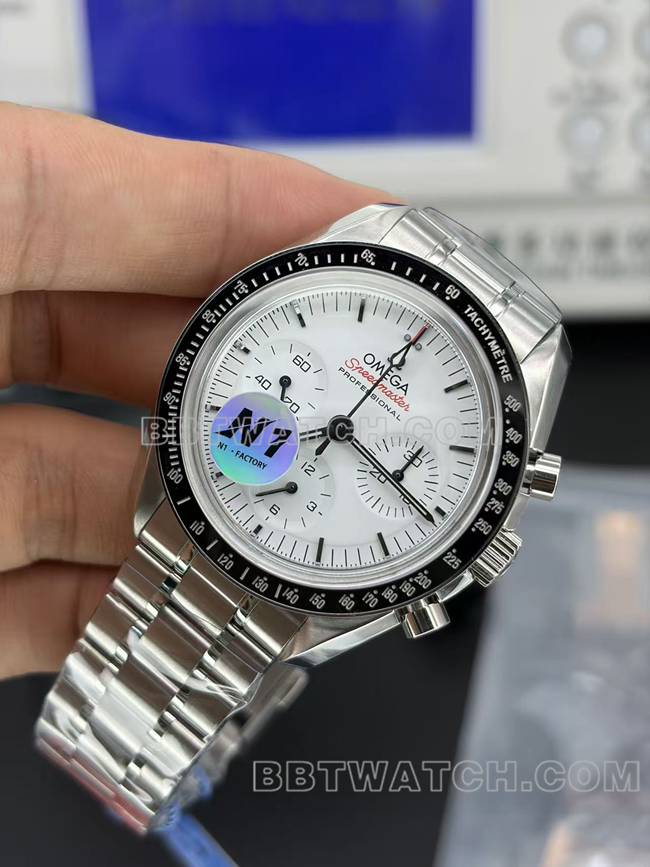 超级克隆手表超霸N1厂欧米茄白盘钢带款正面实拍图