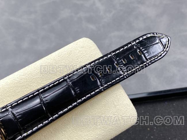 最佳复刻手表航空计时BLS厂百年灵玫瑰金银灰盘皮带款表带实拍图