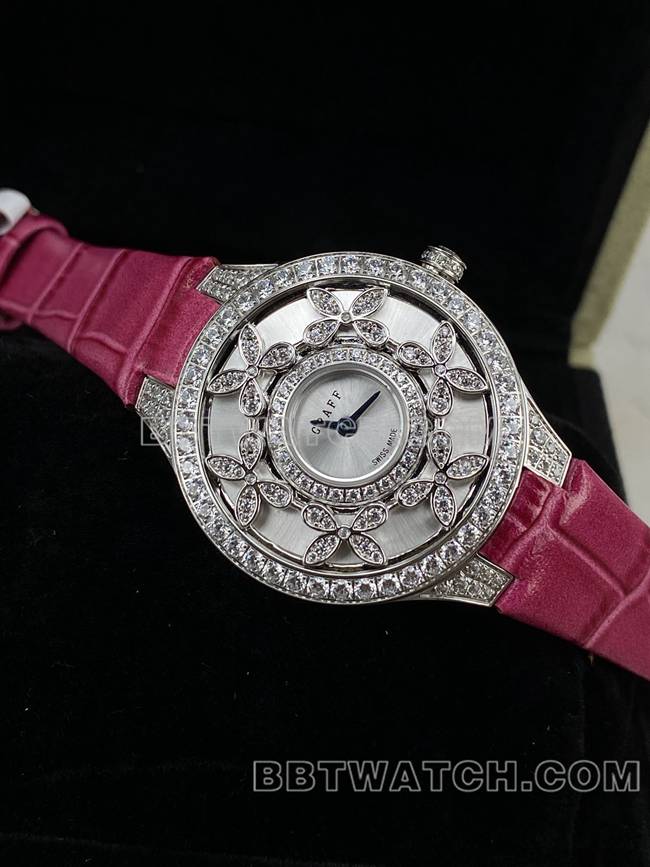 顶级复刻手表格拉芙VCA厂蓝宝石钻石33mm石英机芯正面实拍图