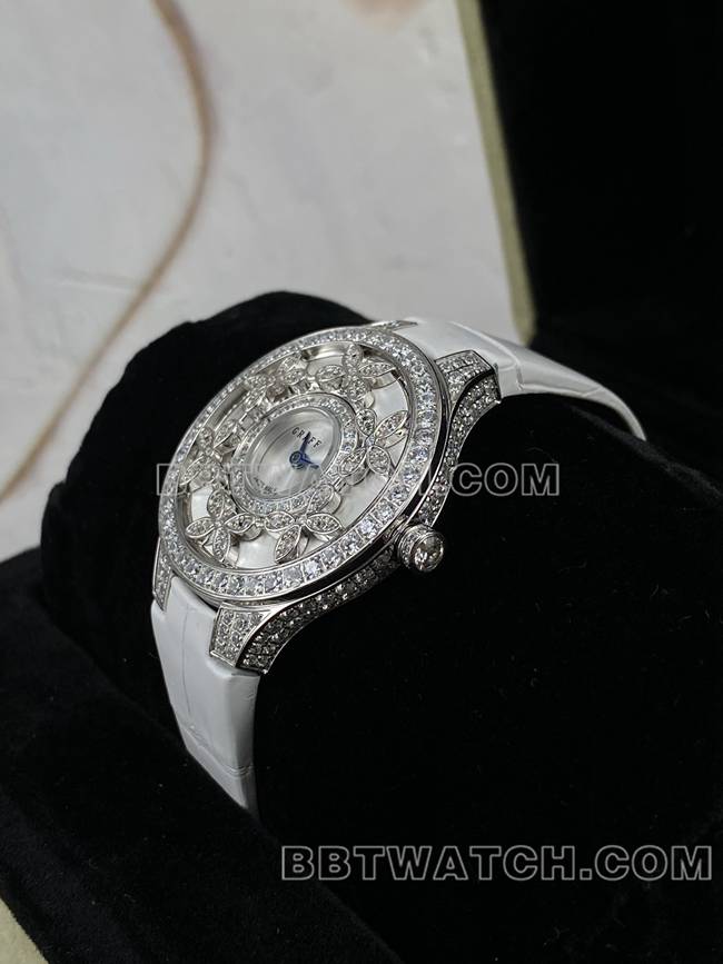 最优复刻手表格拉芙VCA厂蓝宝石钻石33mm石英机芯正面实拍图