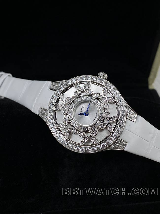 最优复刻手表格拉芙VCA厂蓝宝石钻石33mm石英机芯正面实拍图
