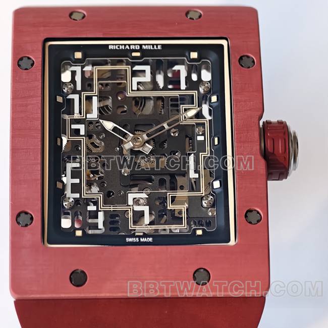 最佳复刻手表RM016 UMI厂理查德米勒红色正面实拍图
