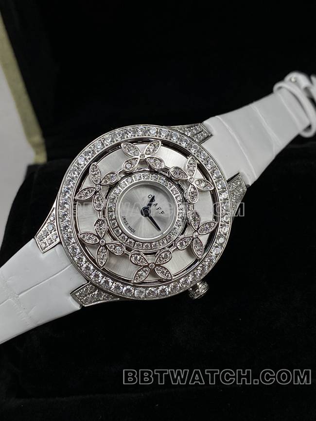最优复刻手表格拉芙VCA厂蓝宝石钻石33mm石英机芯正面实拍图