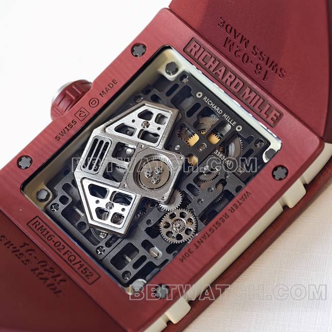 最佳复刻手表RM016 UMI厂理查德米勒红色背面实拍图