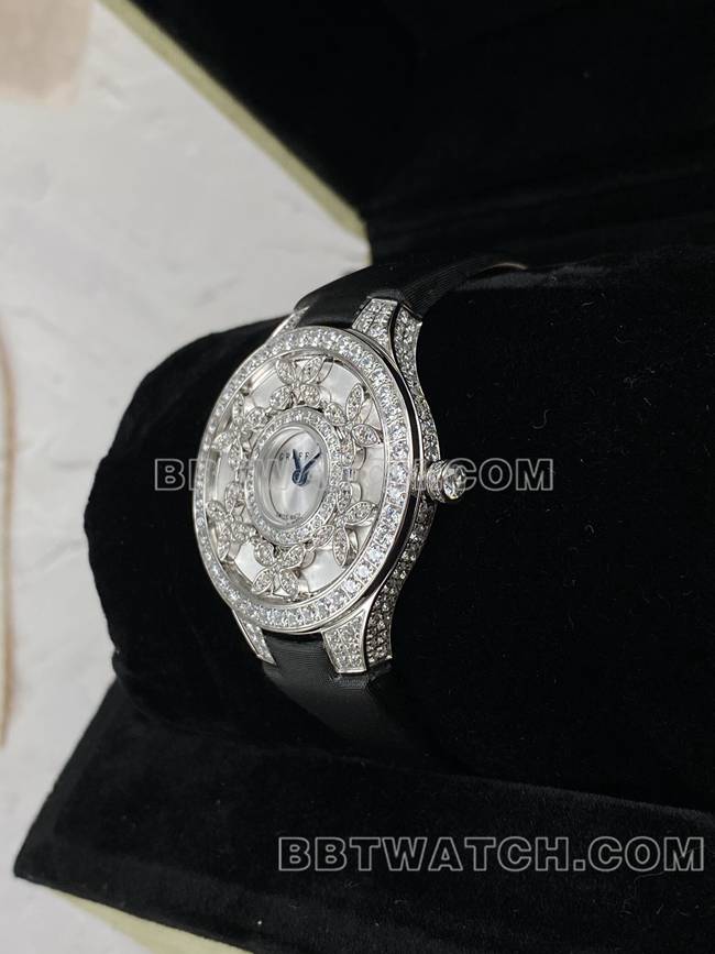 1:1复刻手表格拉芙VCA厂蓝宝石钻石33mm石英机芯正面实拍图