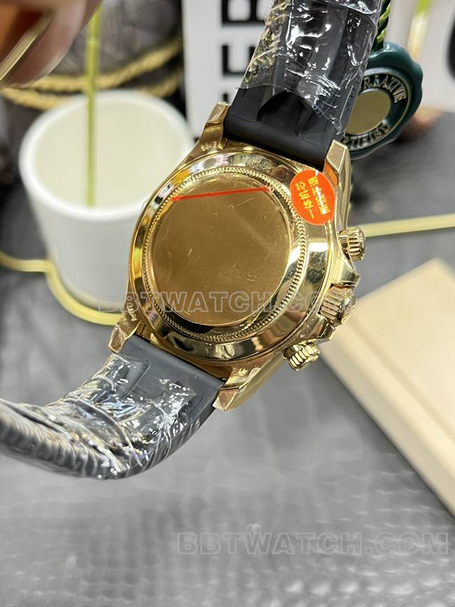 最优复刻手表迪通拿金盘CBD厂劳力士黄金4130机械背面实拍图