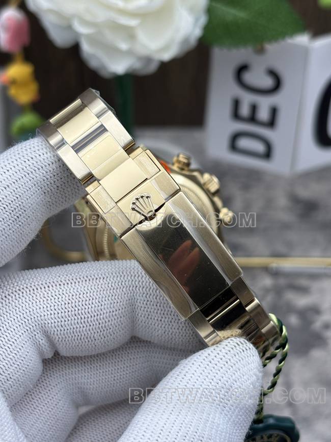 超级克隆手表迪通拿金盘CBD厂劳力士黄金4131机械表带实拍图