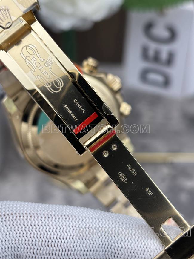 超级克隆手表迪通拿金盘CBD厂劳力士黄金4131机械表扣实拍图