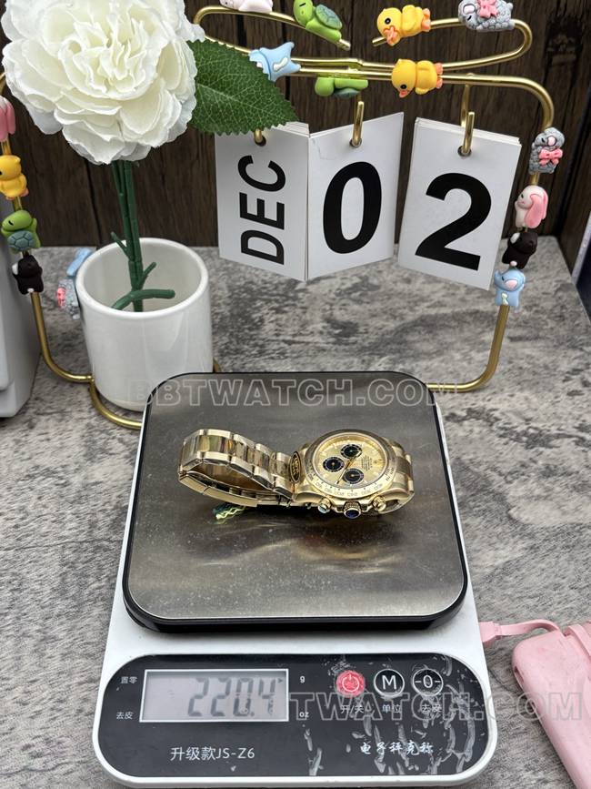 超级克隆手表迪通拿金盘CBD厂劳力士黄金4131机械正面实拍图